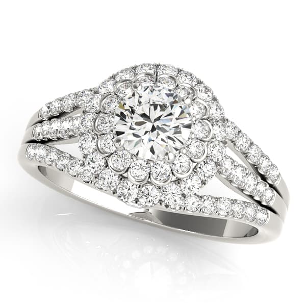 Vintage Multirow Double Halo Engagement Ring