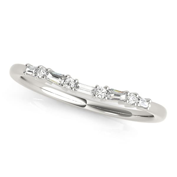 Alternating Round & Fancy Shape Baguette Wedding Rings