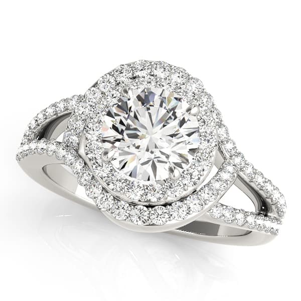 Double Row Split Shank Halo Engagement Ring