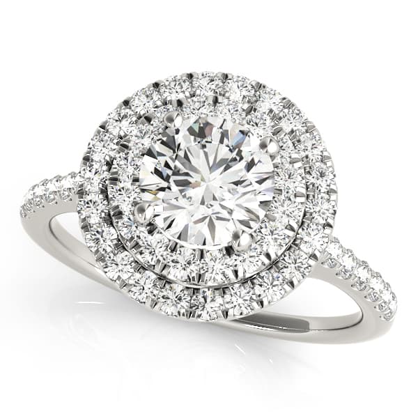 Single Row Double Halo Engagement Ring