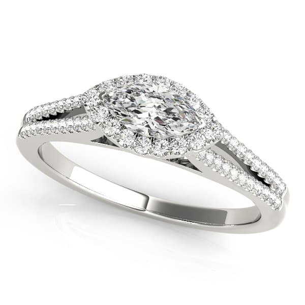 Multirow Marquise Halo Engagement Rings