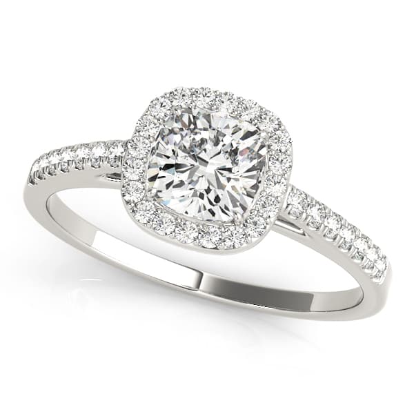 Single Row Square or Cushion Halo Engagement Ring