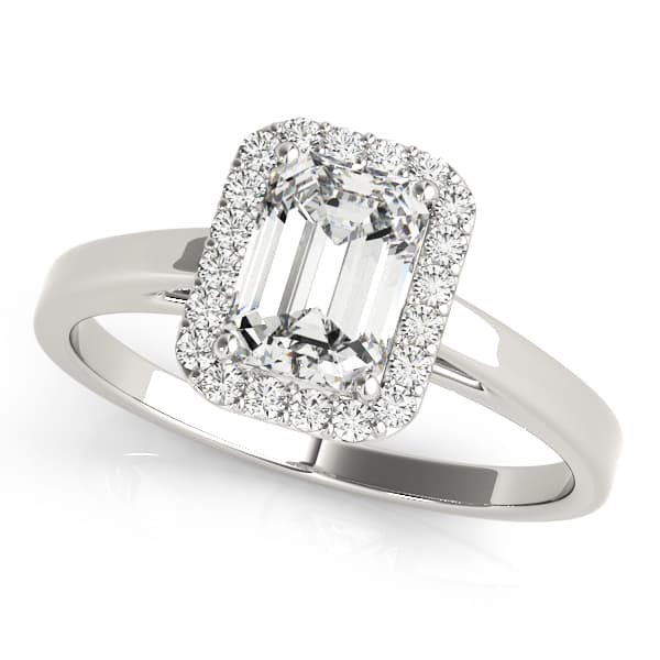 Halo Emerald Cut Engagement Ring