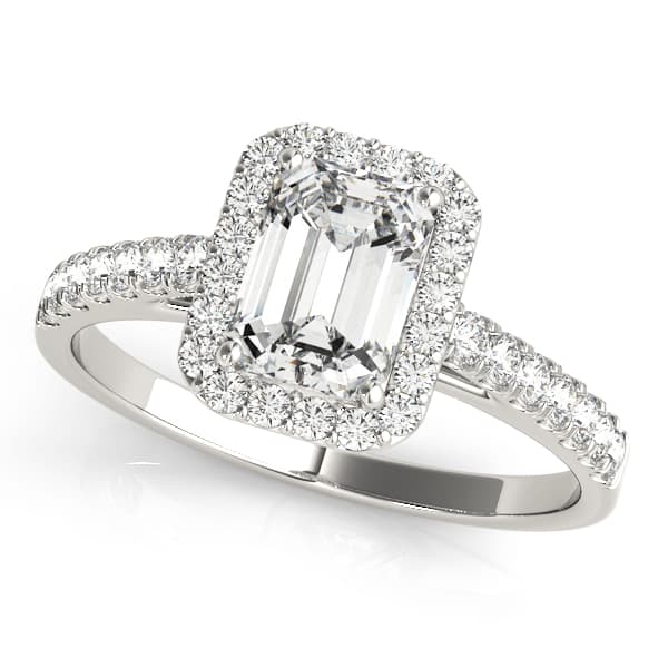 Emerald Cut Halo Engagement Ring