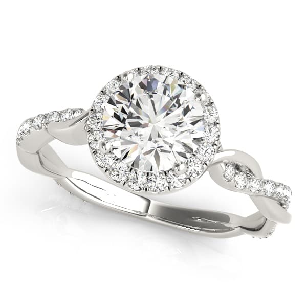 Round Twisting Halo Engagement Ring