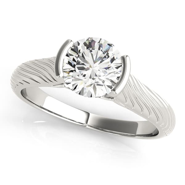 Solitaire Filigree Half Bezel Engagement Rings