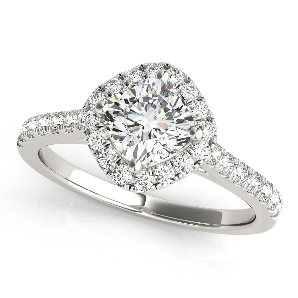 Single Row Accented Halo Engagement Rings