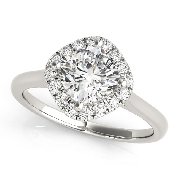 Solitaire Halo Cushion Shape Engagement Ring