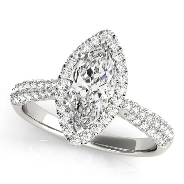 Multirow Pavé Halo Engagement Rings