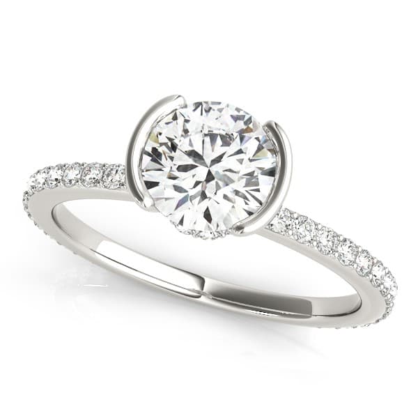 Accented Round Half Bezel Engagement Ring