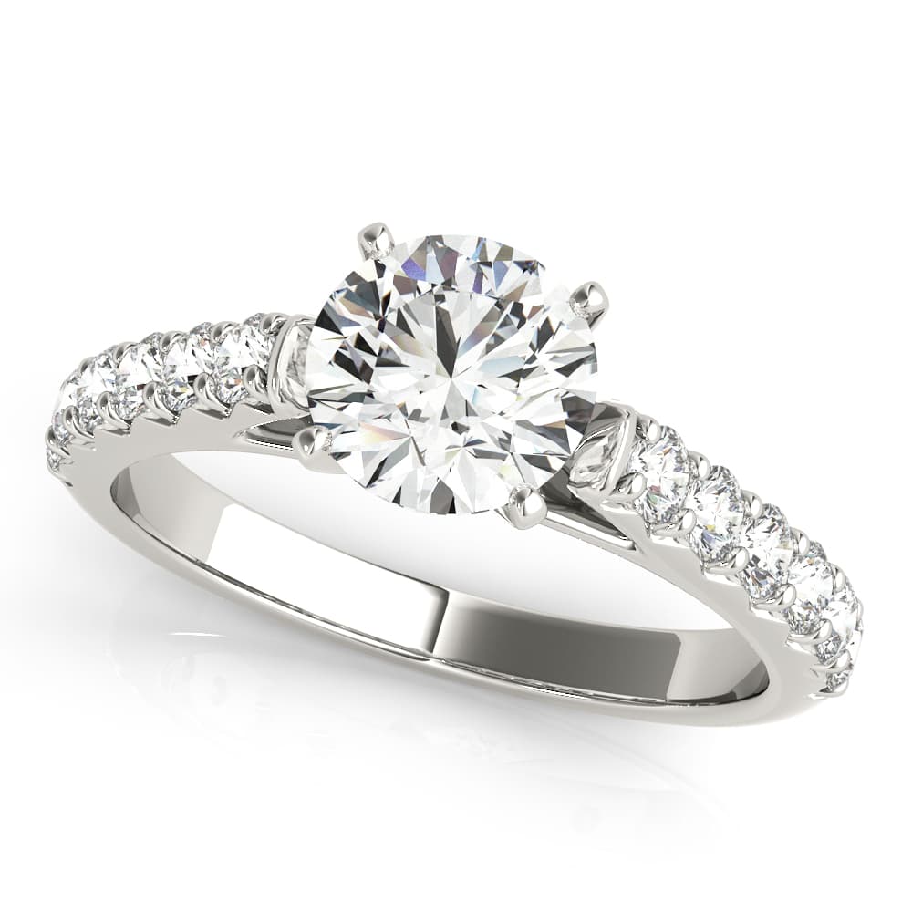 Single Row Cathedral Prong Set Engagement Ring