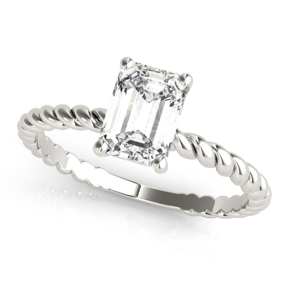 Braided Shank Emerald Cut Engagement Ring