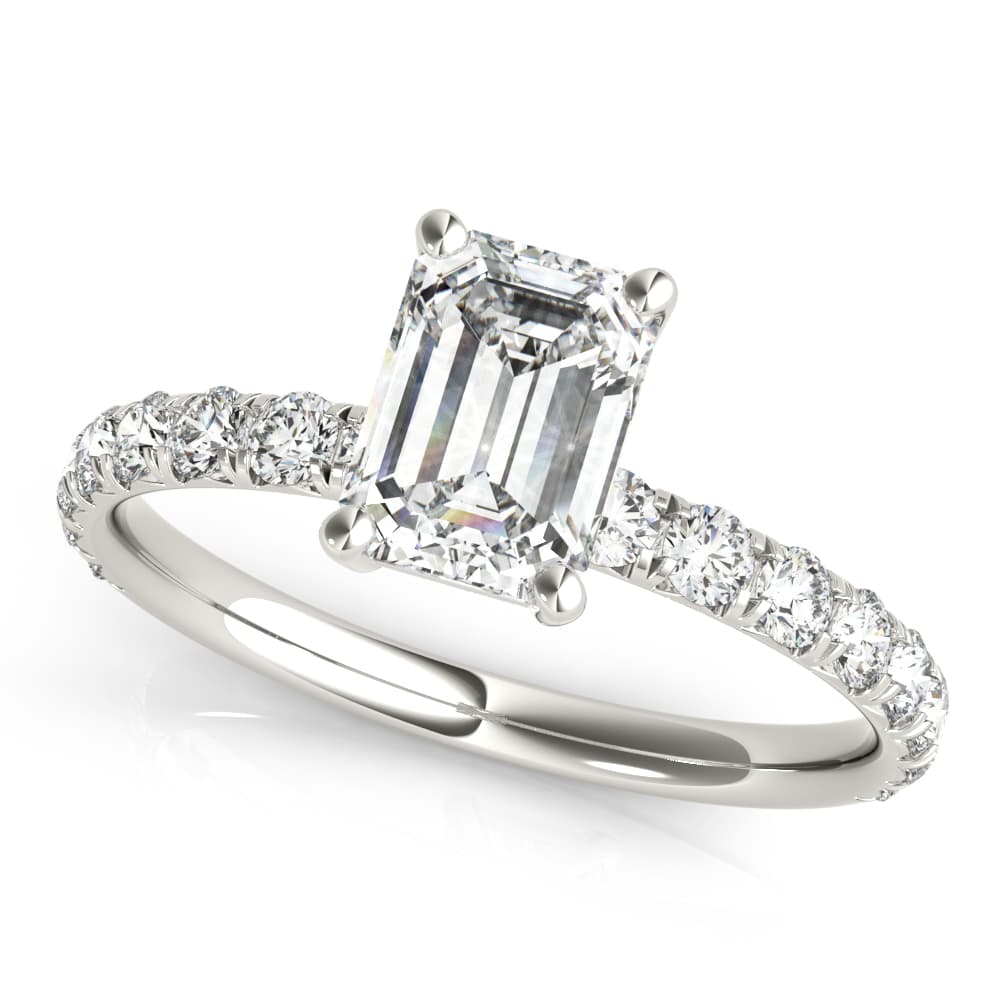 Emerald Cut Split Prong Engagement Ring
