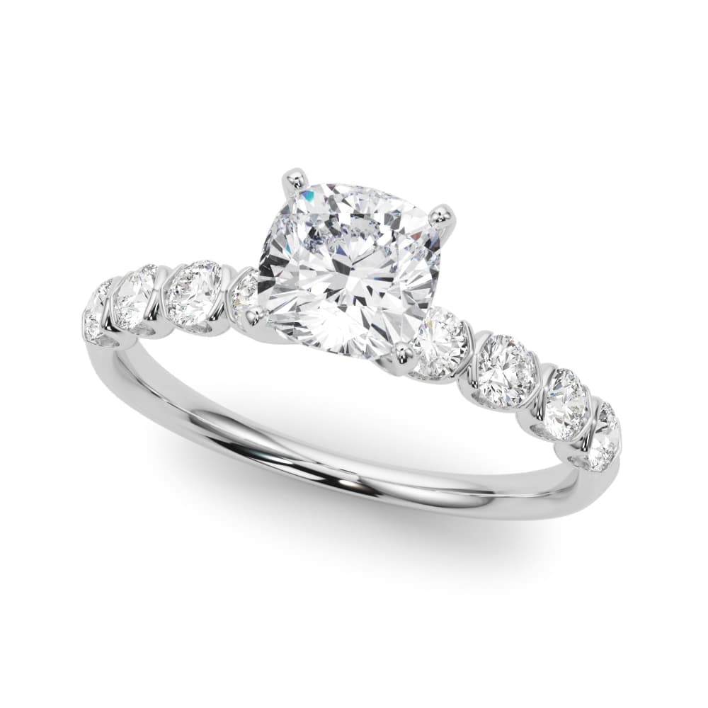 Single Row Half Bezel Engagement Ring