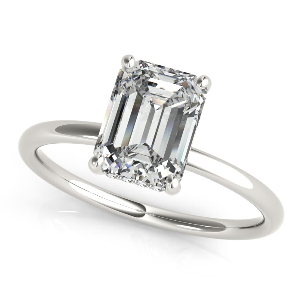 Emerald Cut Hidden Halo Engagement Ring