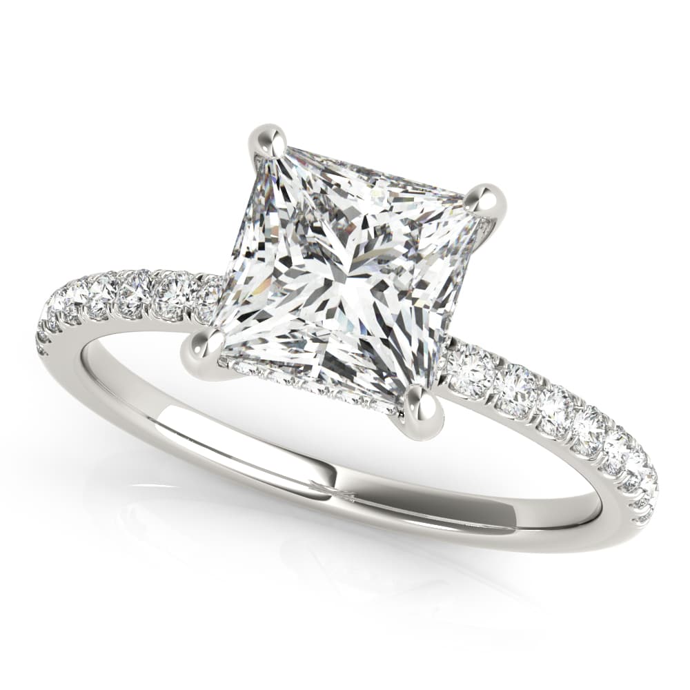 Princess Cut Hidden Halo Engagement Ring