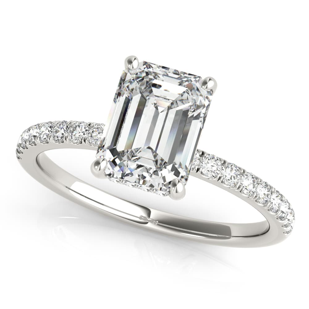 Hidden Halo Emerald Cut Engagement Ring