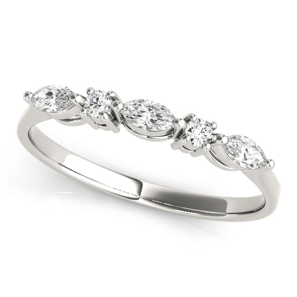 Alternating Round & Marquise Wedding Band