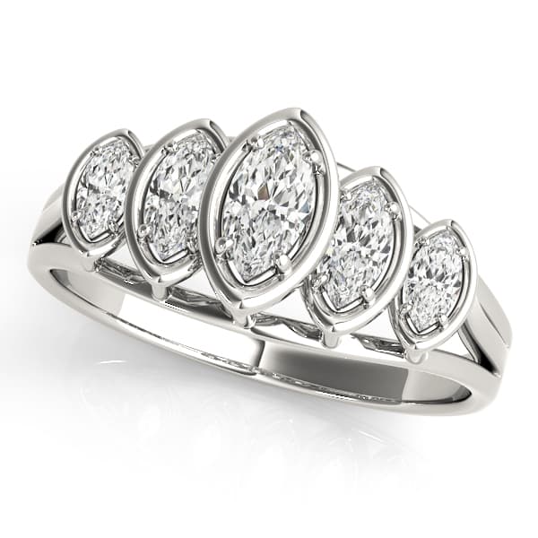 Bezel Set Marquise Shape Wedding Band