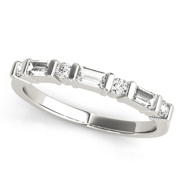 Alternating Round & Baguette Wedding Band