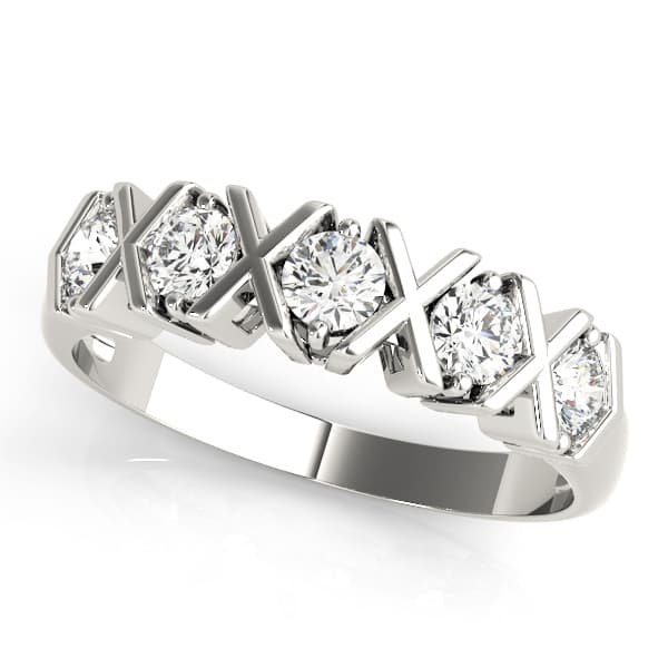 XO-Shape Prong Set Wedding Band