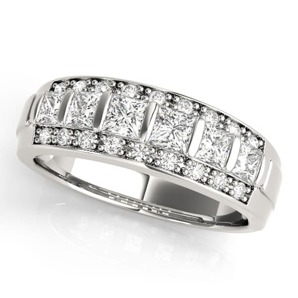 Multirow Fancy Shape Princess Cut Wedding Bands