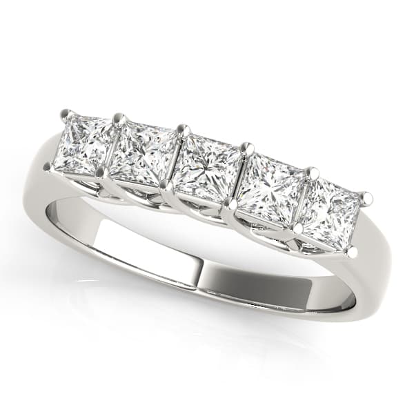 Fancy Shape Trellis Princess-Cut Wedding Band