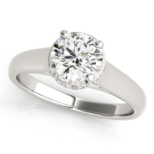 Solitaire Hidden Halo Trellis Engagement Ring