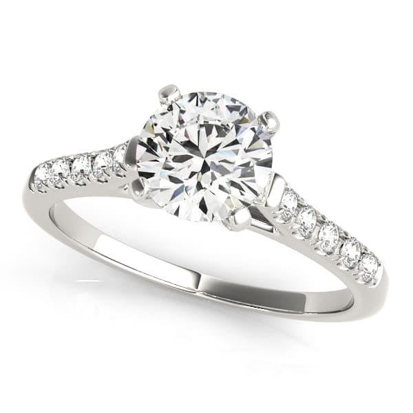 Single Row Split-Prong Cathedral Engagement Ring