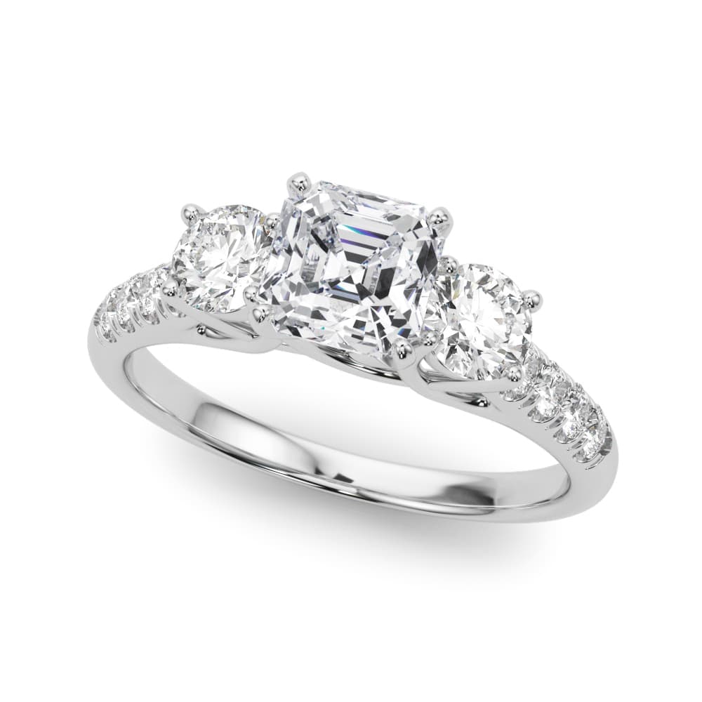 3-Stone Single Row Engagement Ring