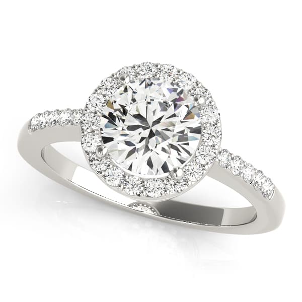 Single Row Halo Engagement Ring