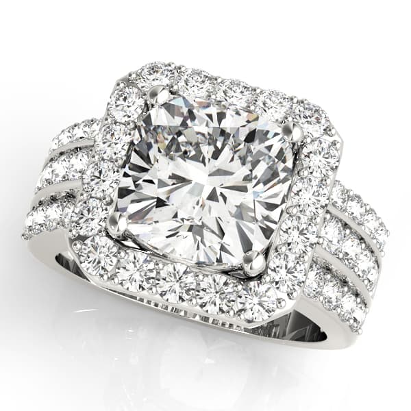 Multirow Halo Engagement Ring