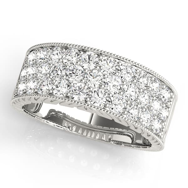 Multirow Pavé Milgrain Engagement Rings