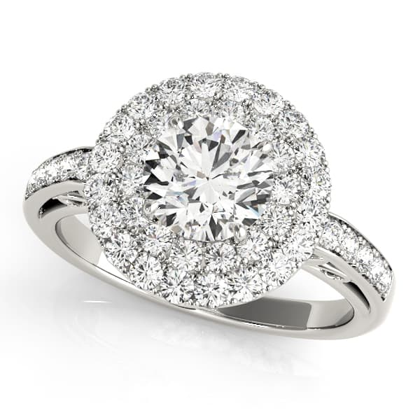 Single Row Double Halo Filigree Engagement Rings