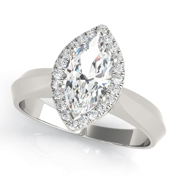 Marquise Shape Solitaire Halo Engagement Ring