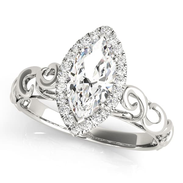 Solitaire Filigree Pear Shaped Engagement Rings