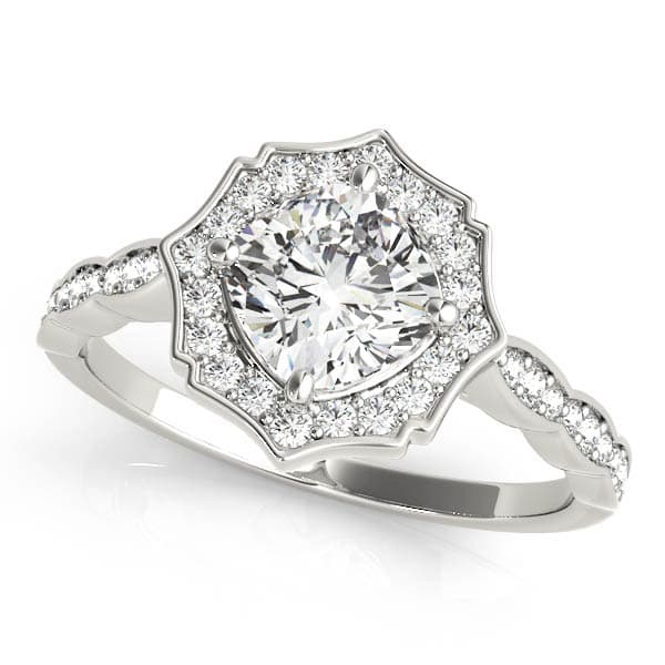 Scalloped Cushion Halo Ring