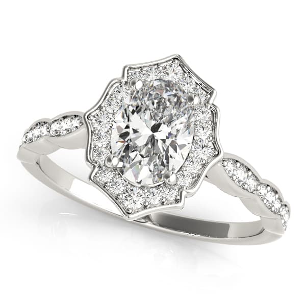 Vintage-Inspired Scalloped Halo Engagement Ring