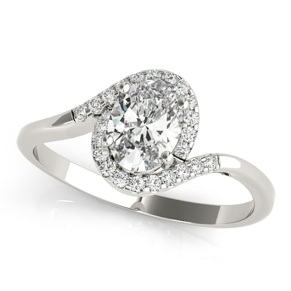 Bypass Oval Cut Halo Engagement Ring