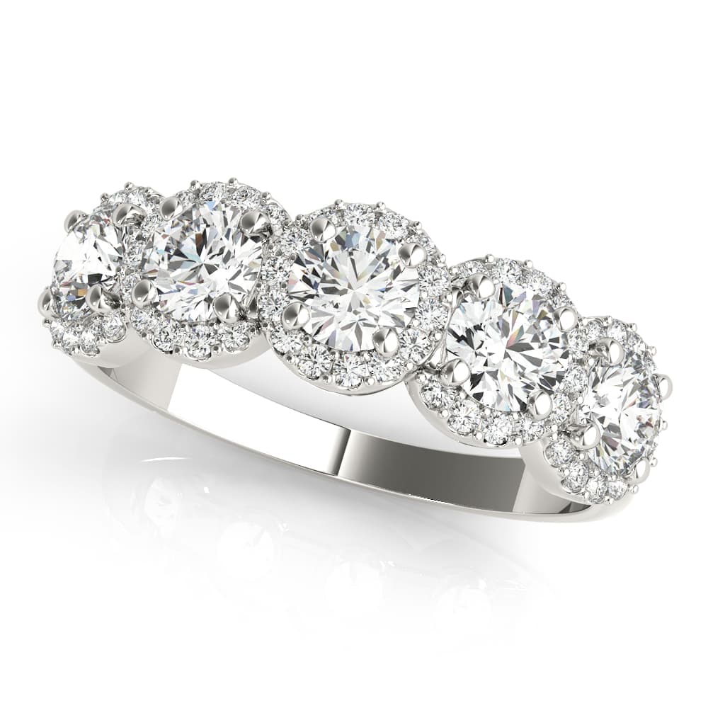 5-Stone Round Halo Wedding Bands