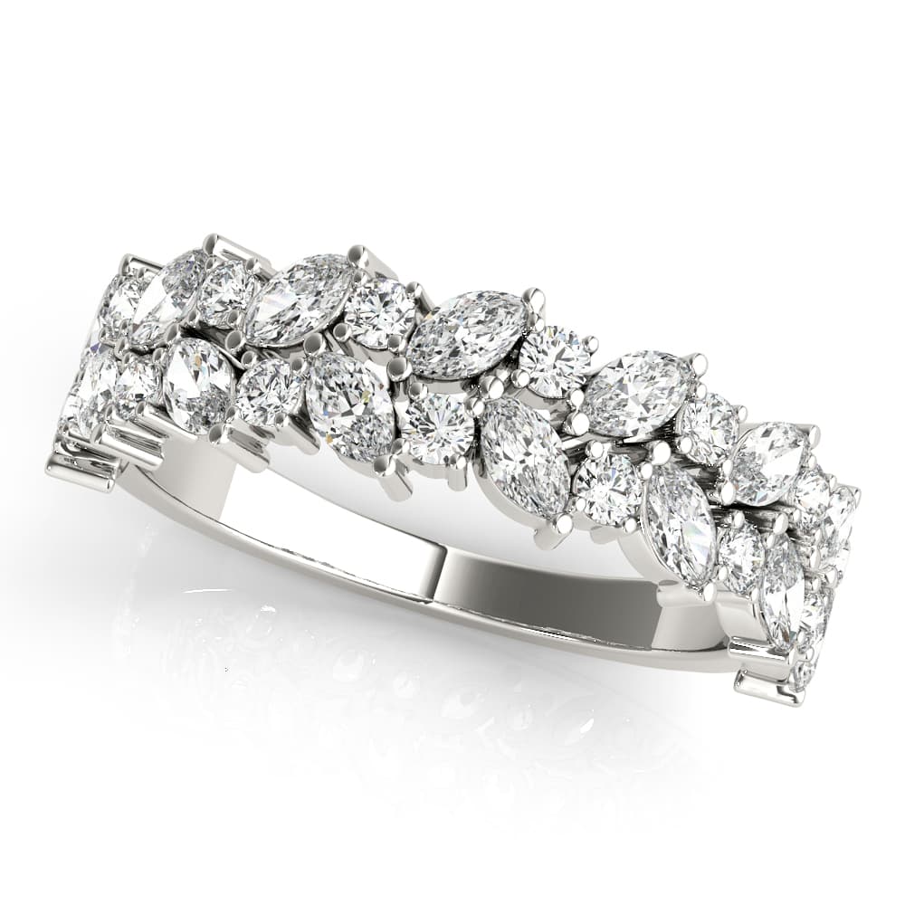 Alternating Marquise & Round 2-Row Band