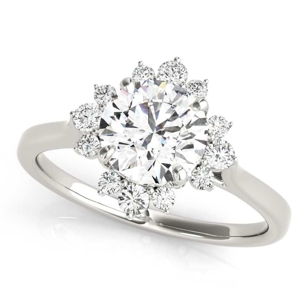 Round Scattered Halo Engagement Ring