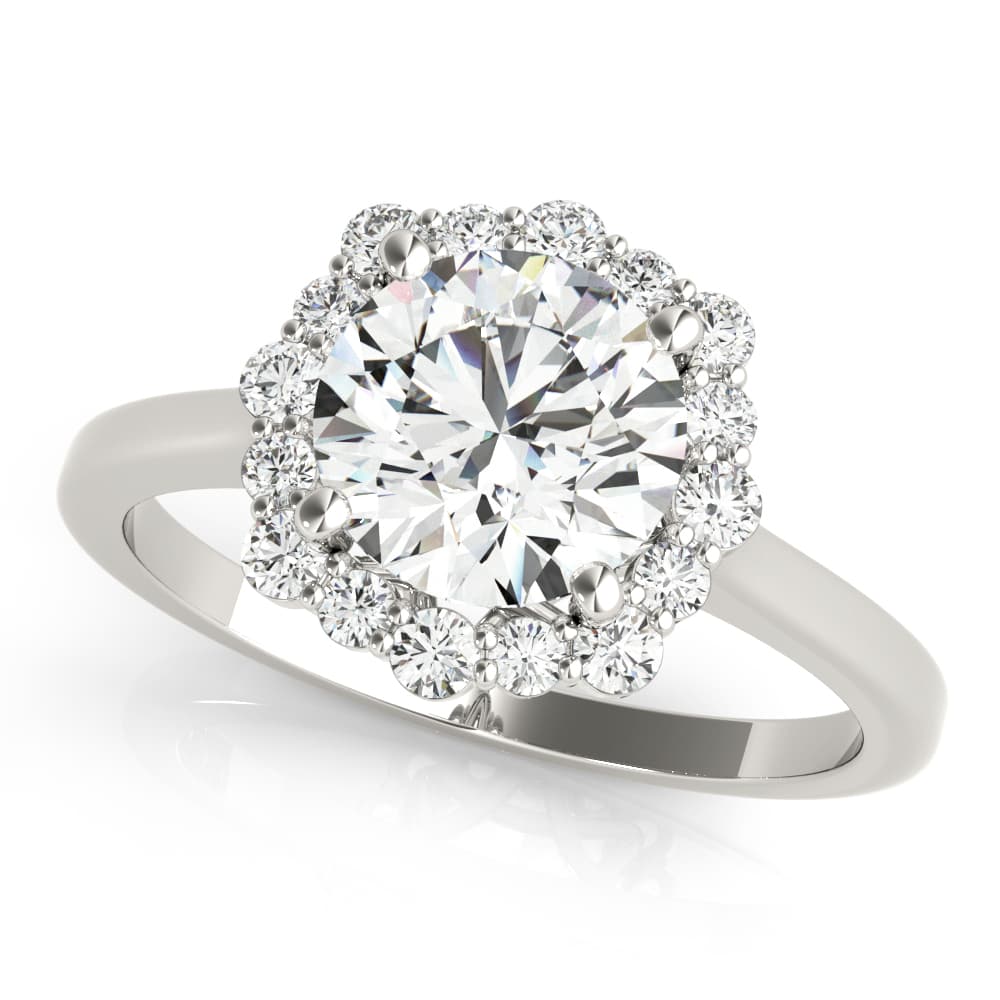 Solitaire Halo Prong Set Engagement Ring