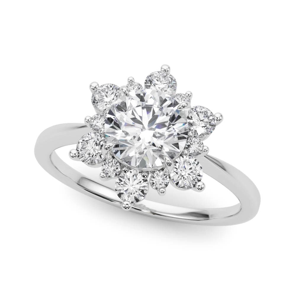 Round Floral Halo Engagement Ring