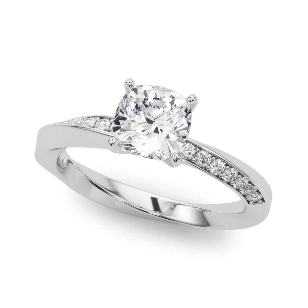 Single Row Twisted Prong Engagement Ring