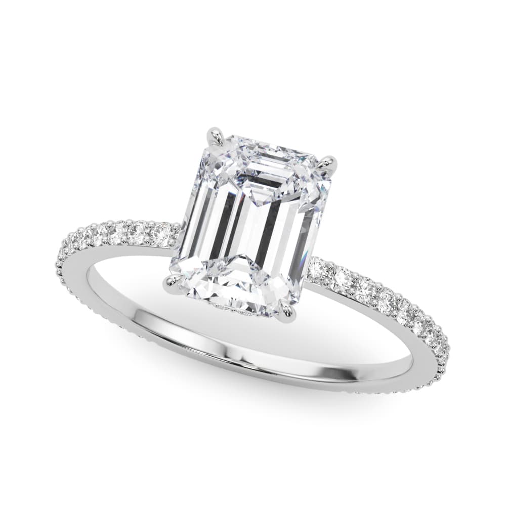 Emerald Cut Hidden Halo Engagement Ring