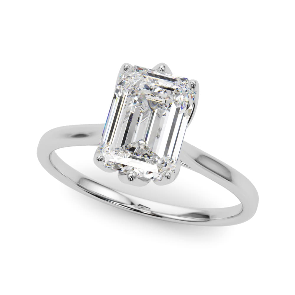 6-Prong Emerald Cut Floral Engagement Ring