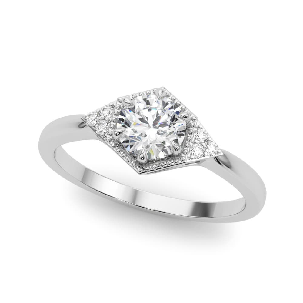 Round Hexagonal Shaped Engagement Ring