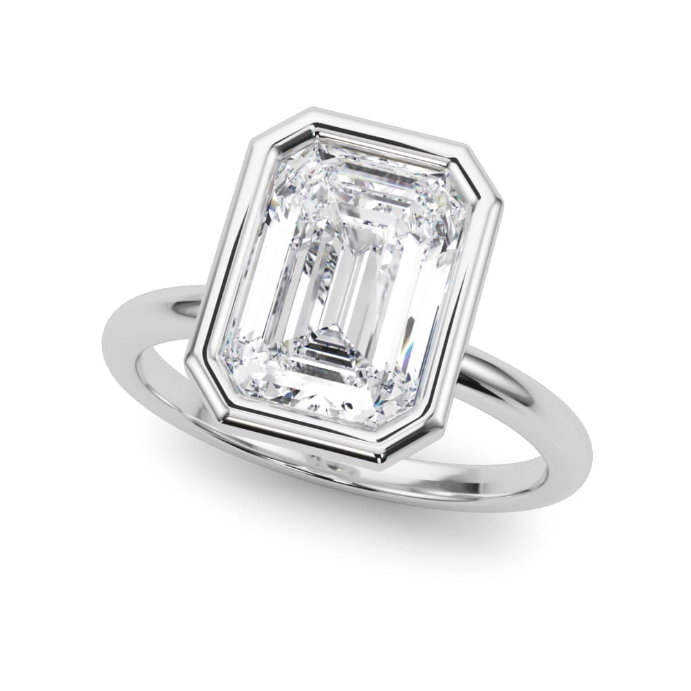 Solitaire Bezel Set Emerald Cut Engagement Ring