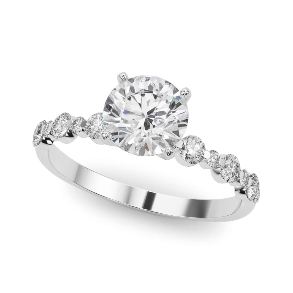 Single Shared-Prong Alternating Round-Sized Engagement Ring